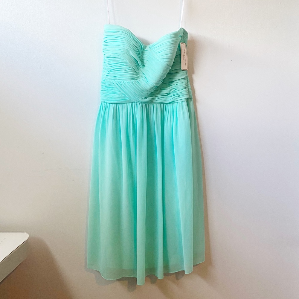 NEW Donna Morgan Strapless Sweetheart Ruched Chiffon Bridesmaids Dress Size 10